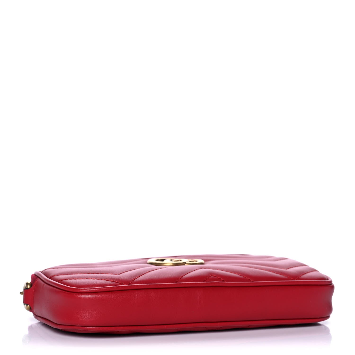 Gucci Calfskin Matelasse Mini GG Marmont Chain Crossbody Bag Hibiscus Red 4 of 11