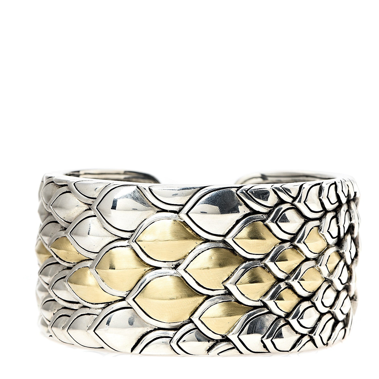 John Hardy Sterling Silver 18K Yellow Gold Wide Naga Legends Cuff Bracelet 1 of 5