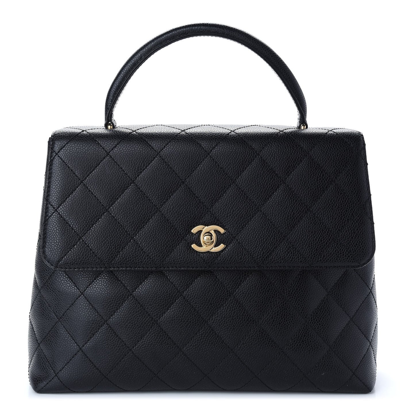 Caviar Quilted Jumbo Kelly Flap Black