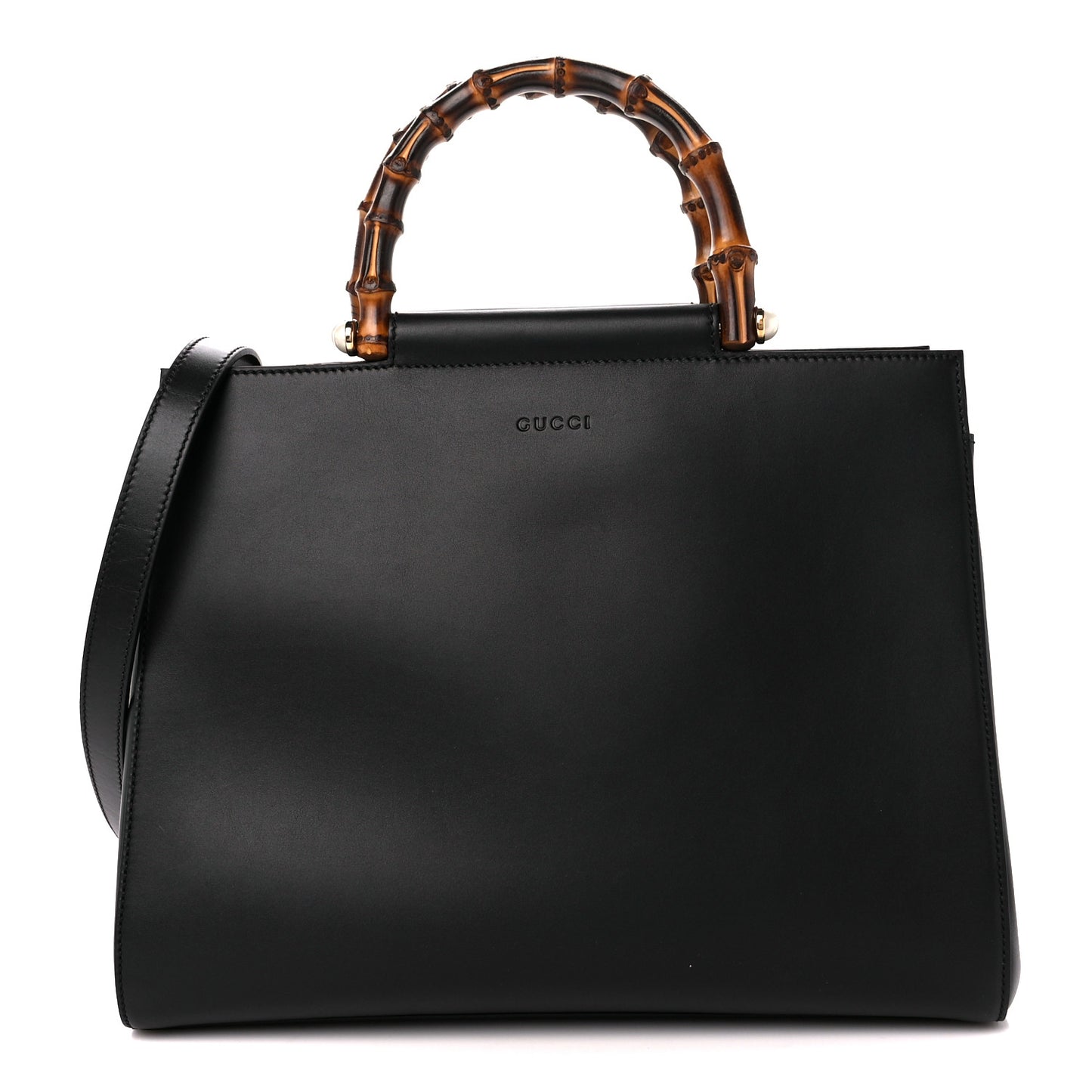 Nappa Bamboo Medium Nymphaea Top Handle Bag Black