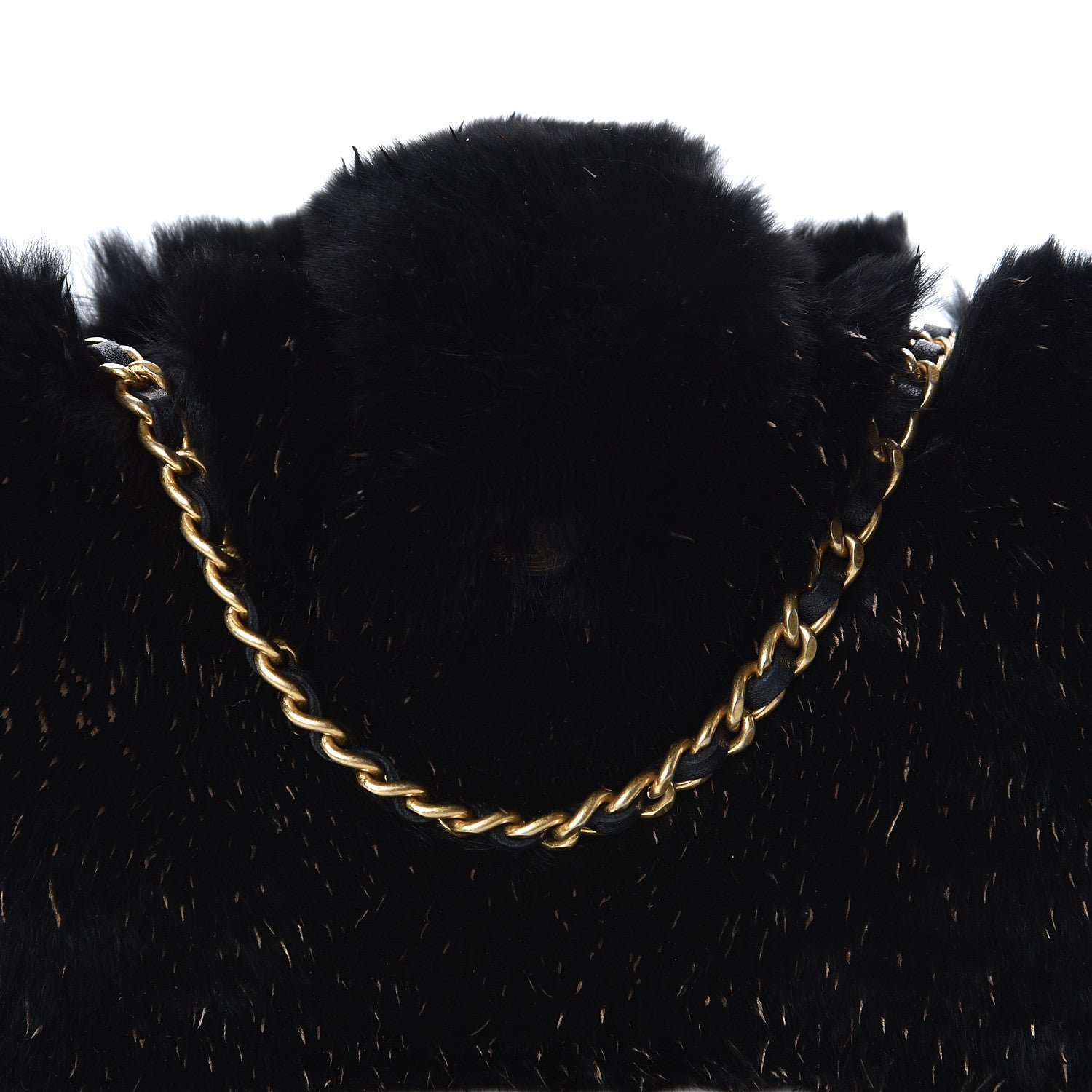 Chanel Rabbit Fur Small Clutch With Chain Black 10 of 12