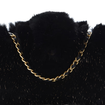 Chanel Rabbit Fur Small Clutch With Chain Black 10 of 12