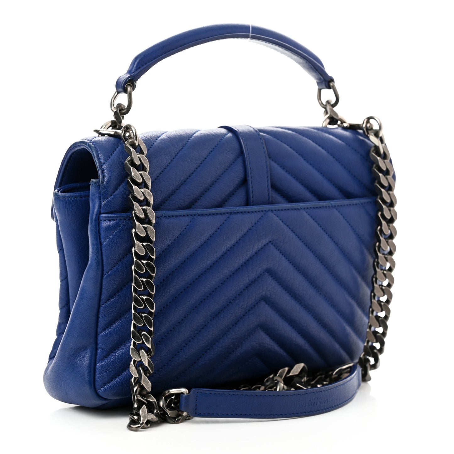 Sheepskin Matelasse Chevron Monogram Medium College Bag Royal Blue