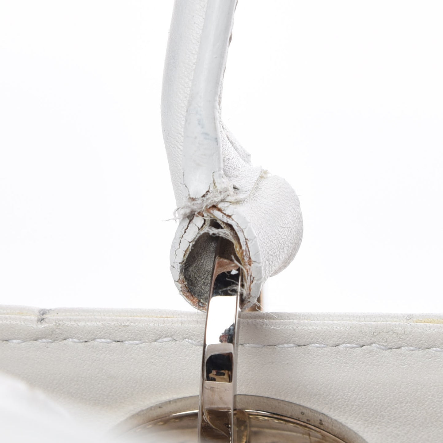 Calfskin Cannage Studded East West Lady Dior White