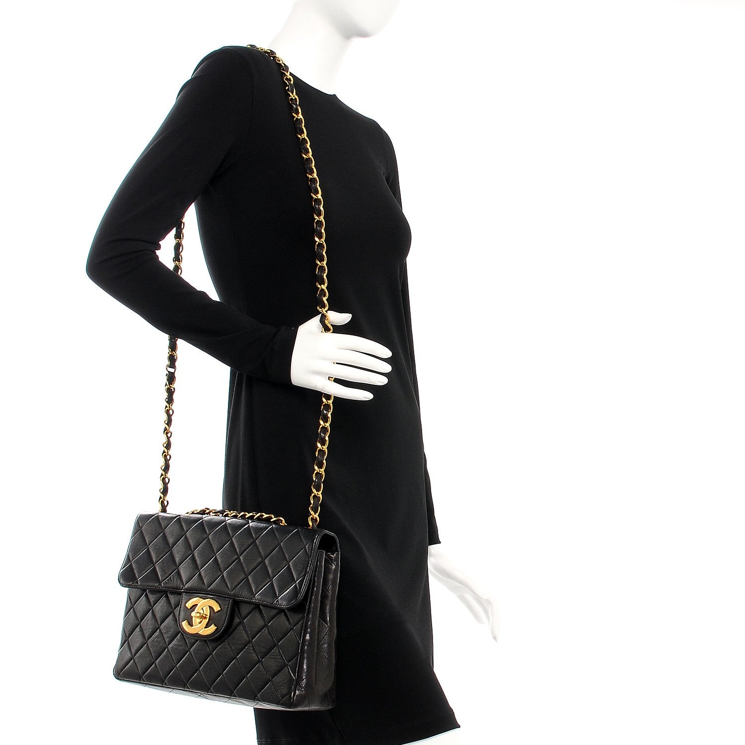 Chanel Lambskin Quilted Jumbo Single Flap Black 2 of 9