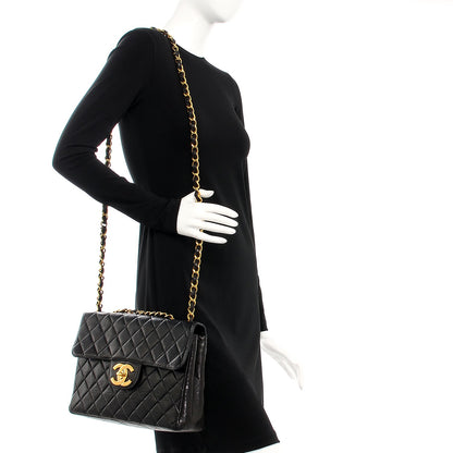 Chanel Lambskin Quilted Jumbo Single Flap Black 2 of 9