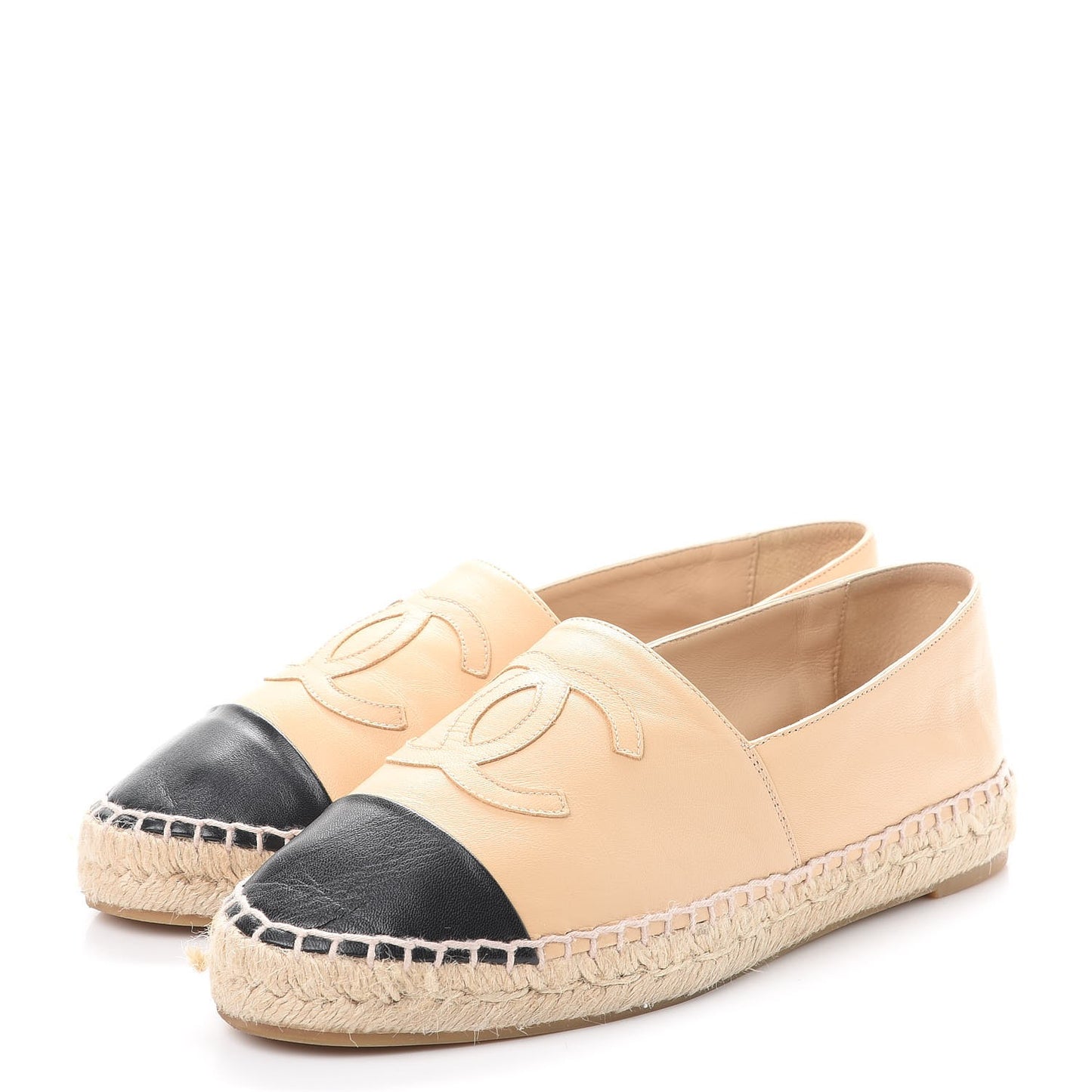 Lambskin CC Espadrilles 37 Beige Black