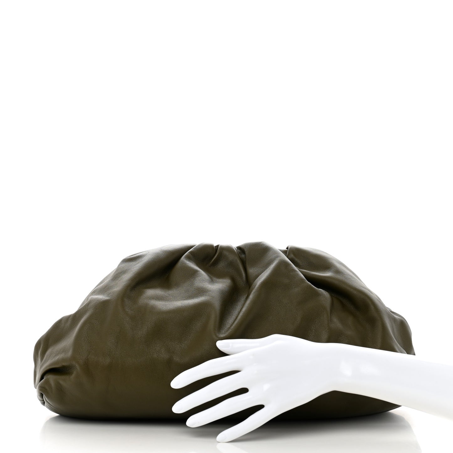 Smooth Butter Calf The Pouch Oversized Clutch Kaki Fondent