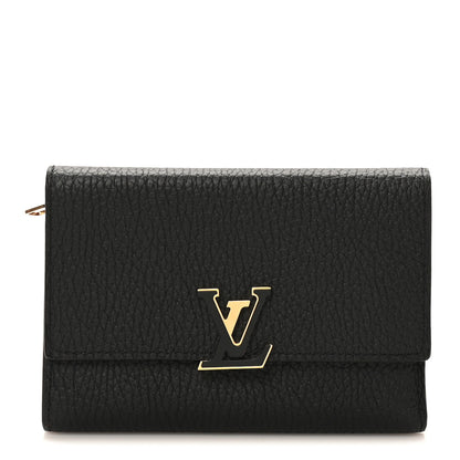 Louis Vuitton Taurillon Capucines Compact Wallet Black 1 of 8