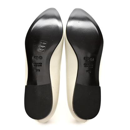Fendi Vitello Cuoio FF Ballerina Flats 37.5 White 7 of 14