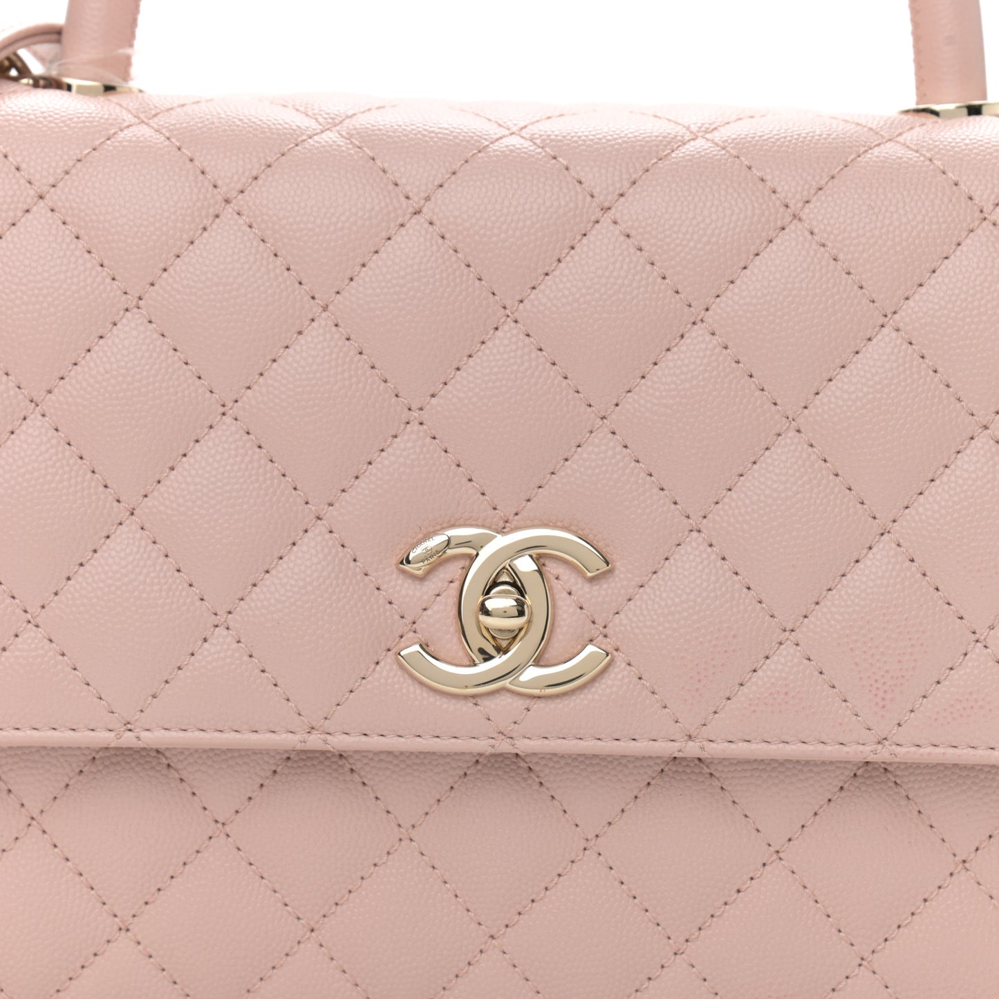 Caviar Quilted Small Coco Handle Flap Light Pink