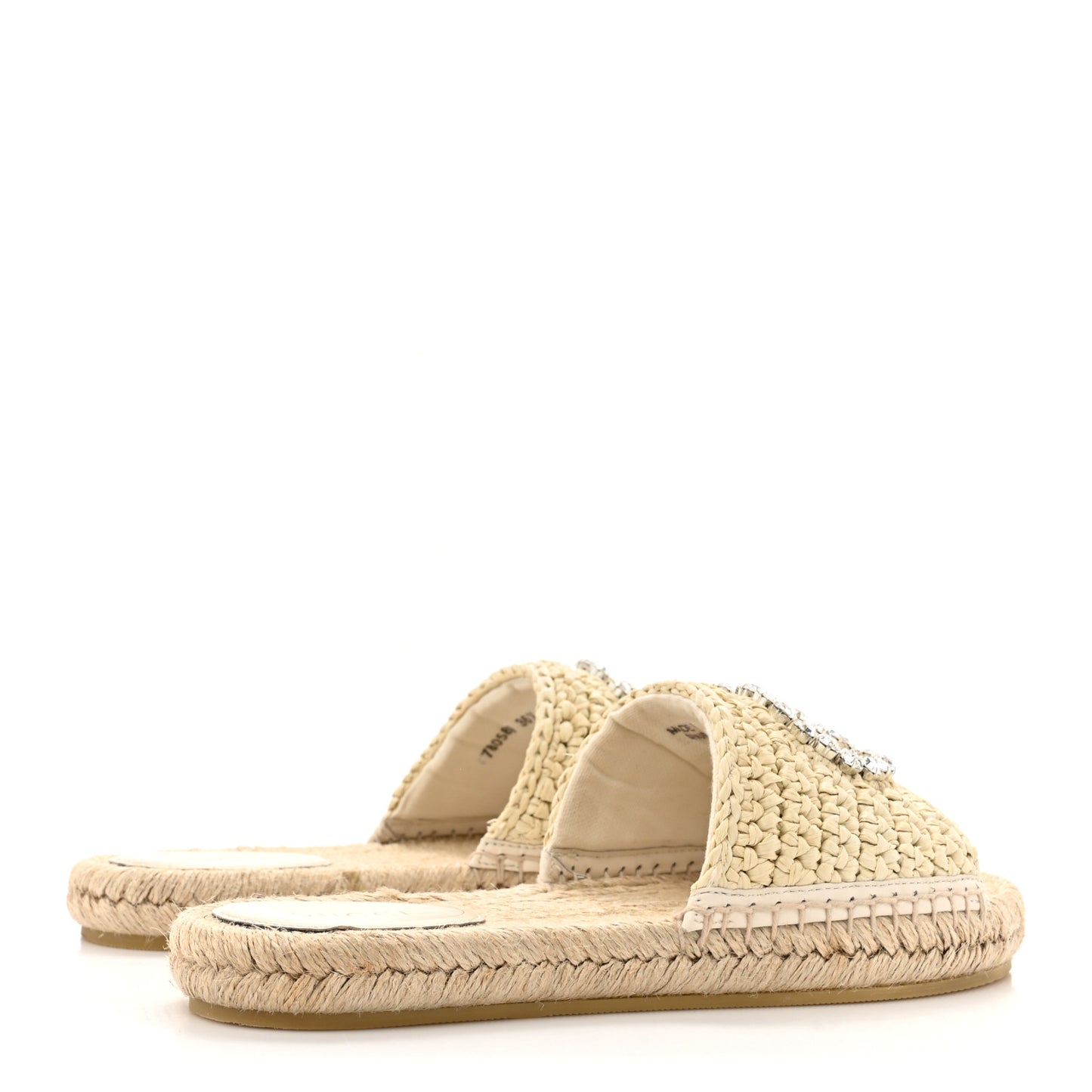 Raffia Interlocking G Flat Slide Espadrille Sandals 36.5 White
