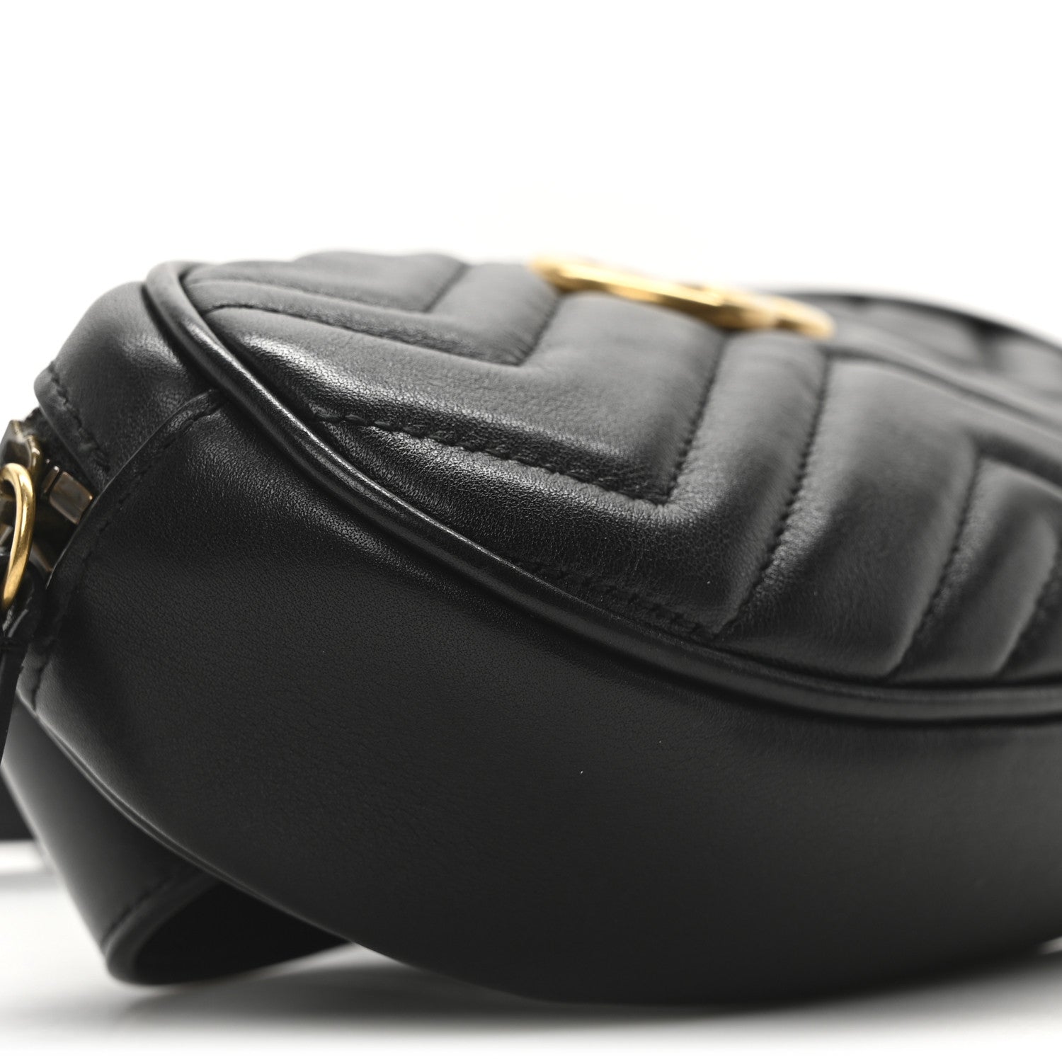 Gucci Calfskin Matelasse GG Marmont Belt Bag 85 34 Black 9 of 10