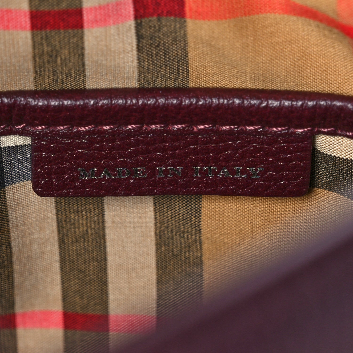 Burberry Grainy Calfskin House Check Small Banner Tote Mahogany Red 7 of 13