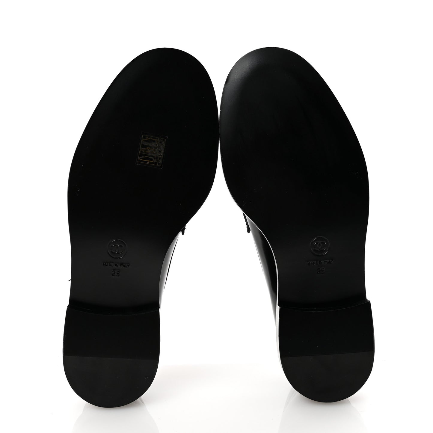 Shiny Calfskin Pearl CC Loafers 39 Black