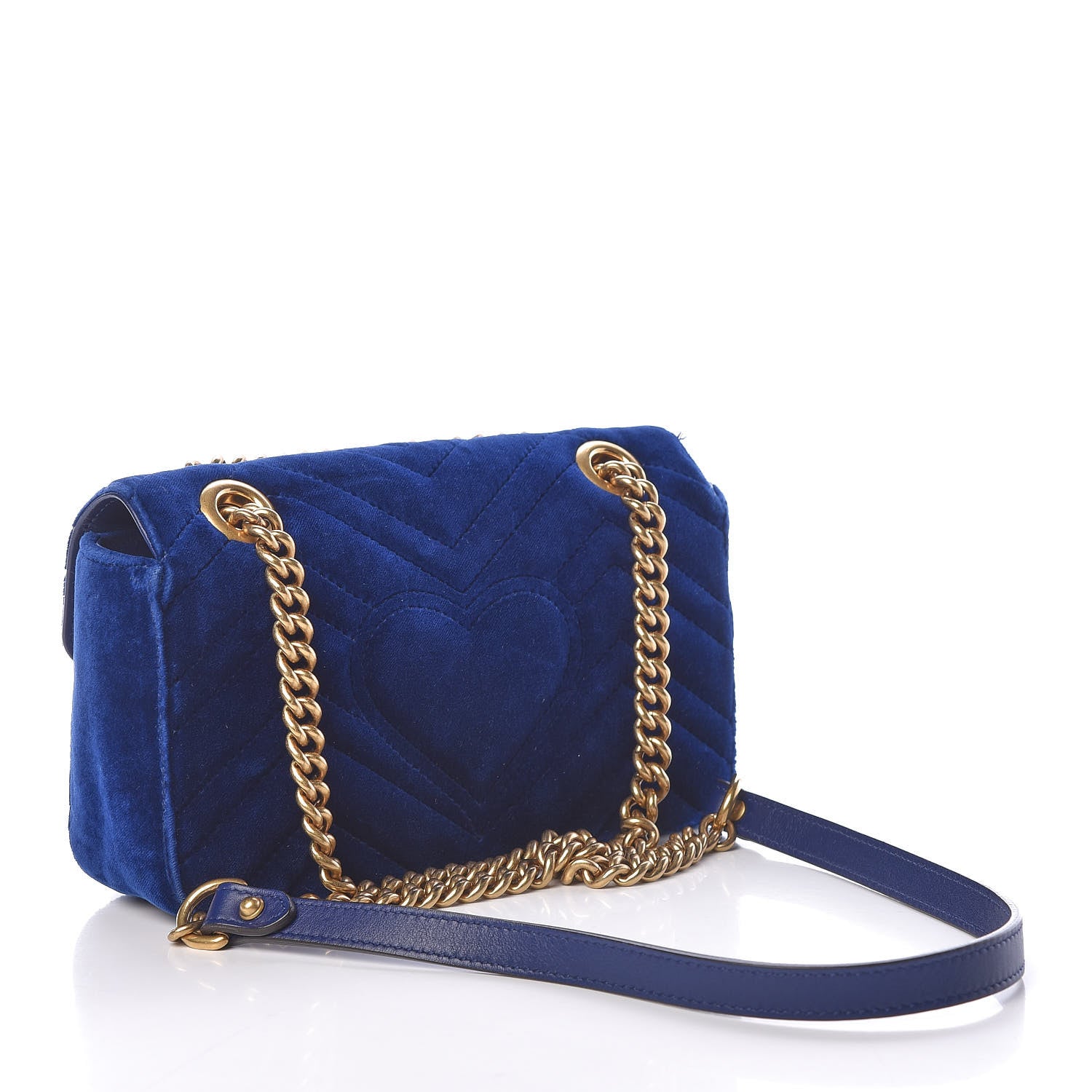 Gucci Velvet Matelasse Mini GG Marmont Shoulder Bag Cobalt Blue 3 of 16