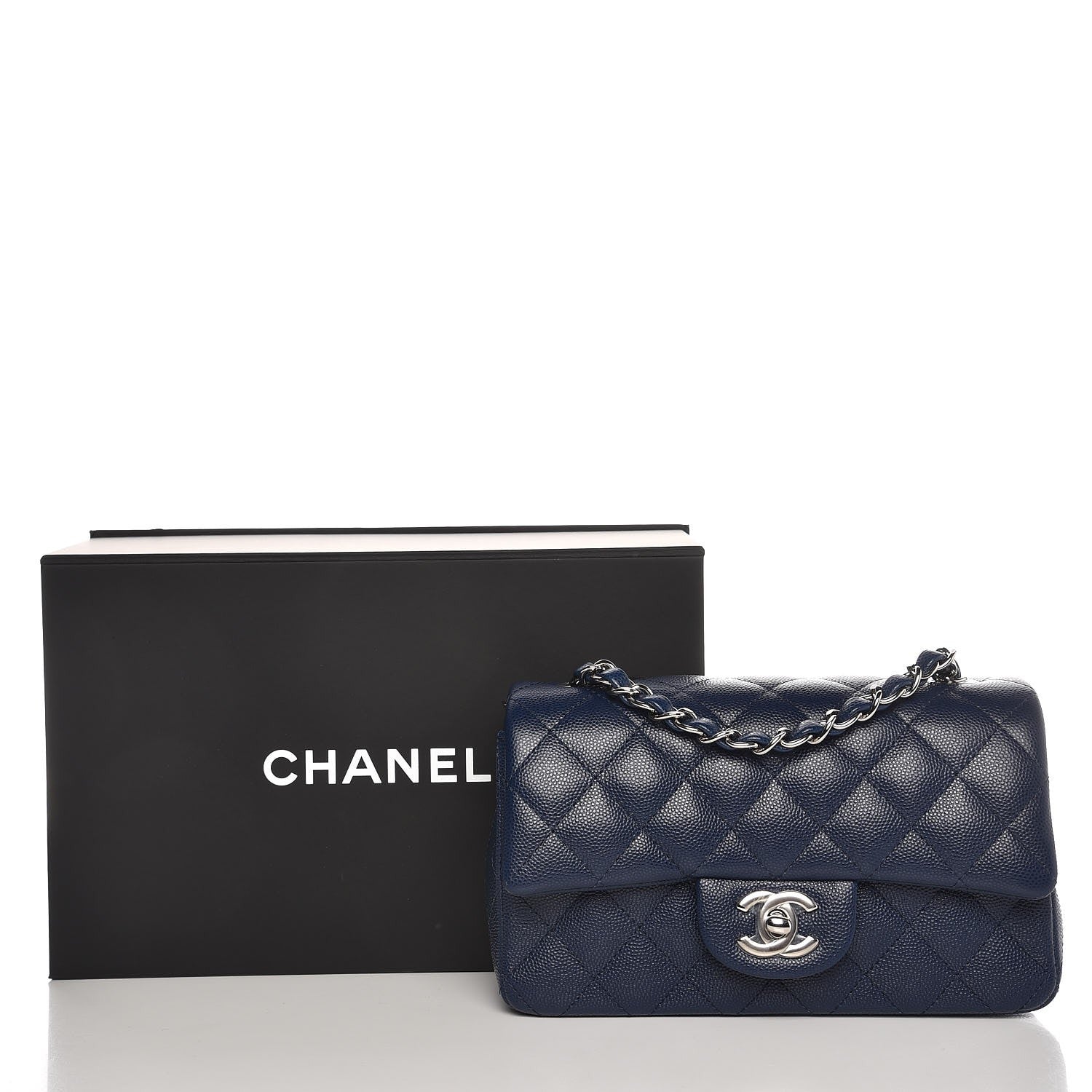 Chanel Caviar Quilted Mini Rectangular Flap Navy 8 of 8