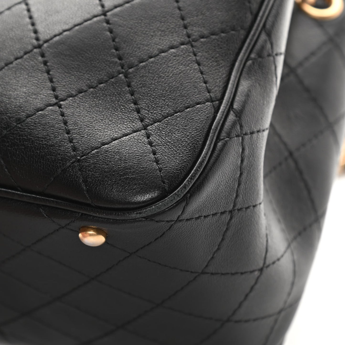 Calfskin Stitched Small Egyptian Amulet Drawstring Bag Black