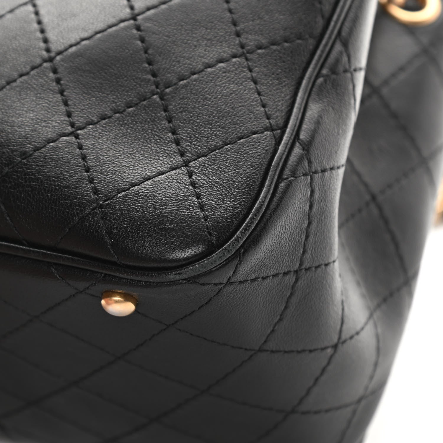 Chanel Calfskin Stitched Small Egyptian Amulet Drawstring Bag Black 10 of 11