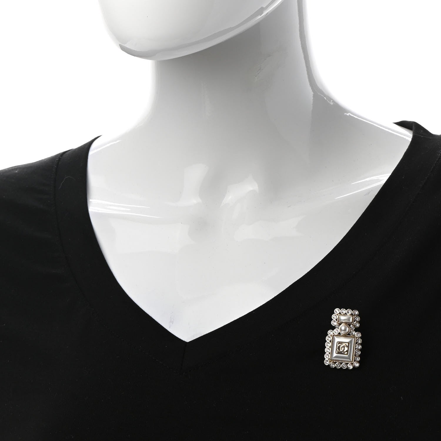 Chanel Resin Crystal Pearl Perfume Bottle CC Brooch White Gold 2 of 5