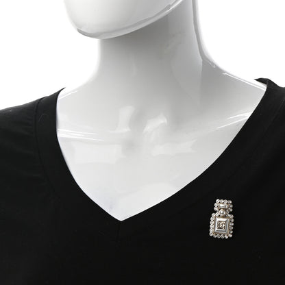 Chanel Resin Crystal Pearl Perfume Bottle CC Brooch White Gold 2 of 5