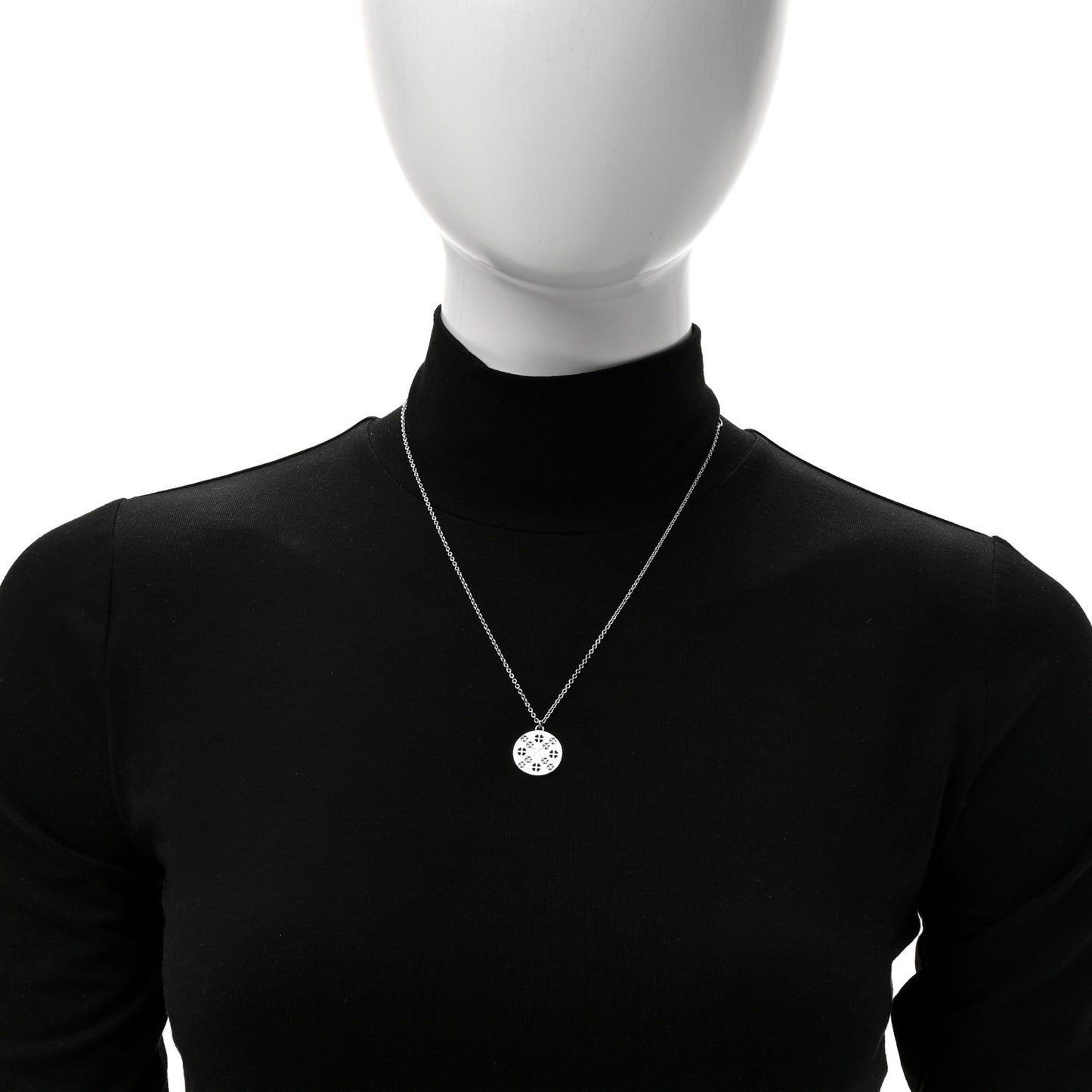 18K White Gold Diamond Clover Pendant Necklace