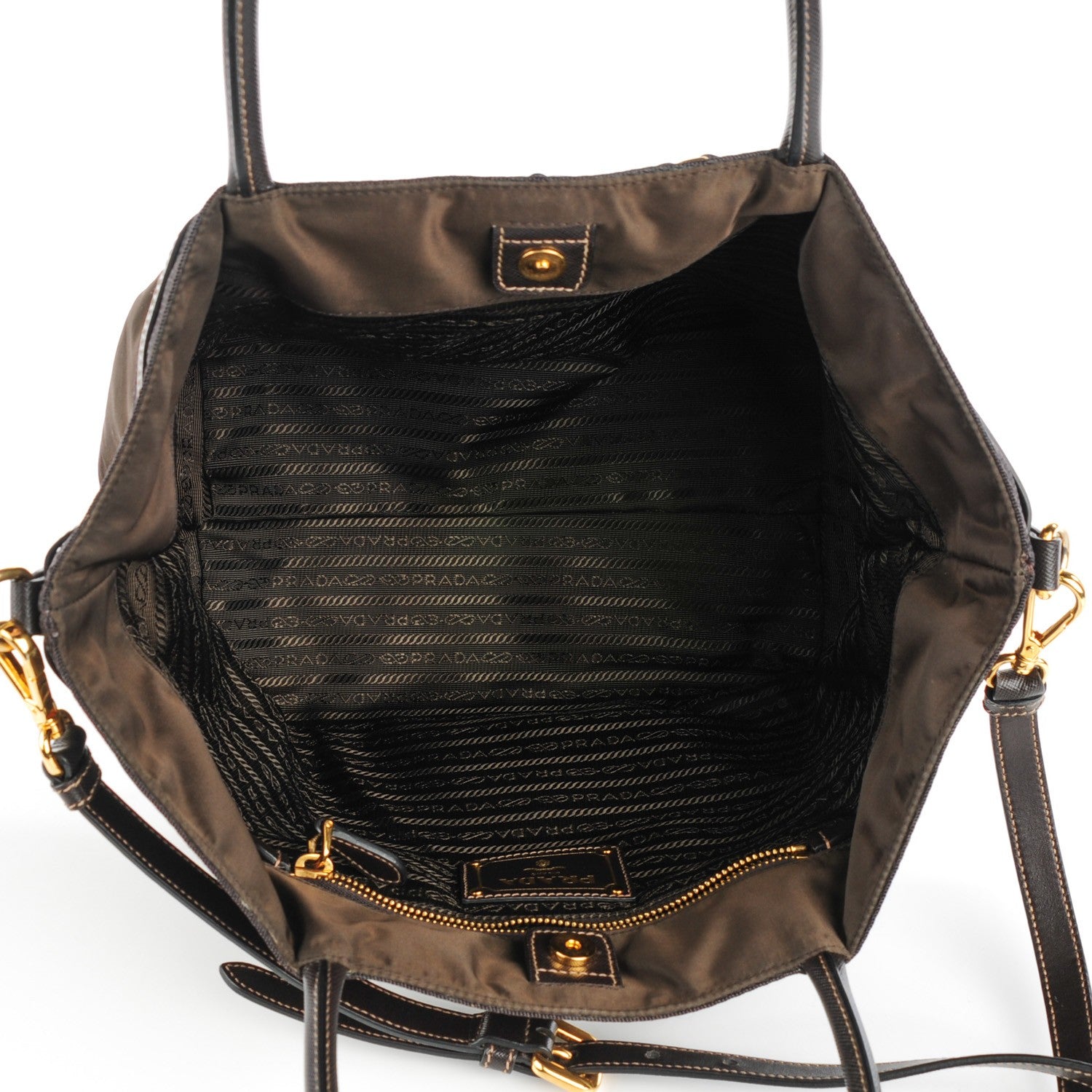 Prada Tessuto Nylon Jacquard Logo Tote Moro 5 of 7