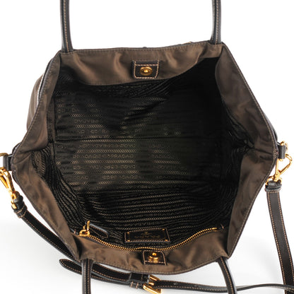 Prada Tessuto Nylon Jacquard Logo Tote Moro 5 of 7