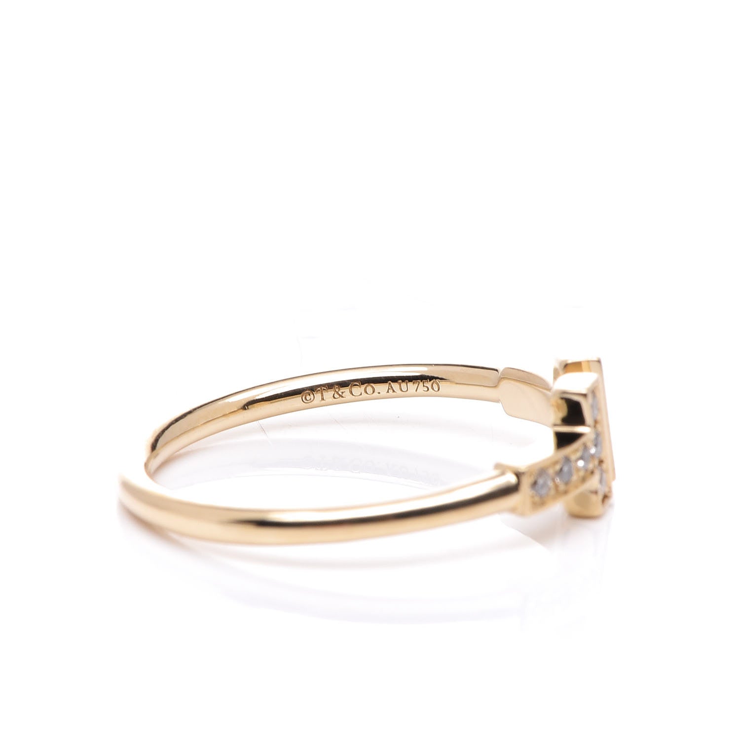 Tiffany 18K Yellow Gold Diamond T Wire Ring 54 7 4 of 4