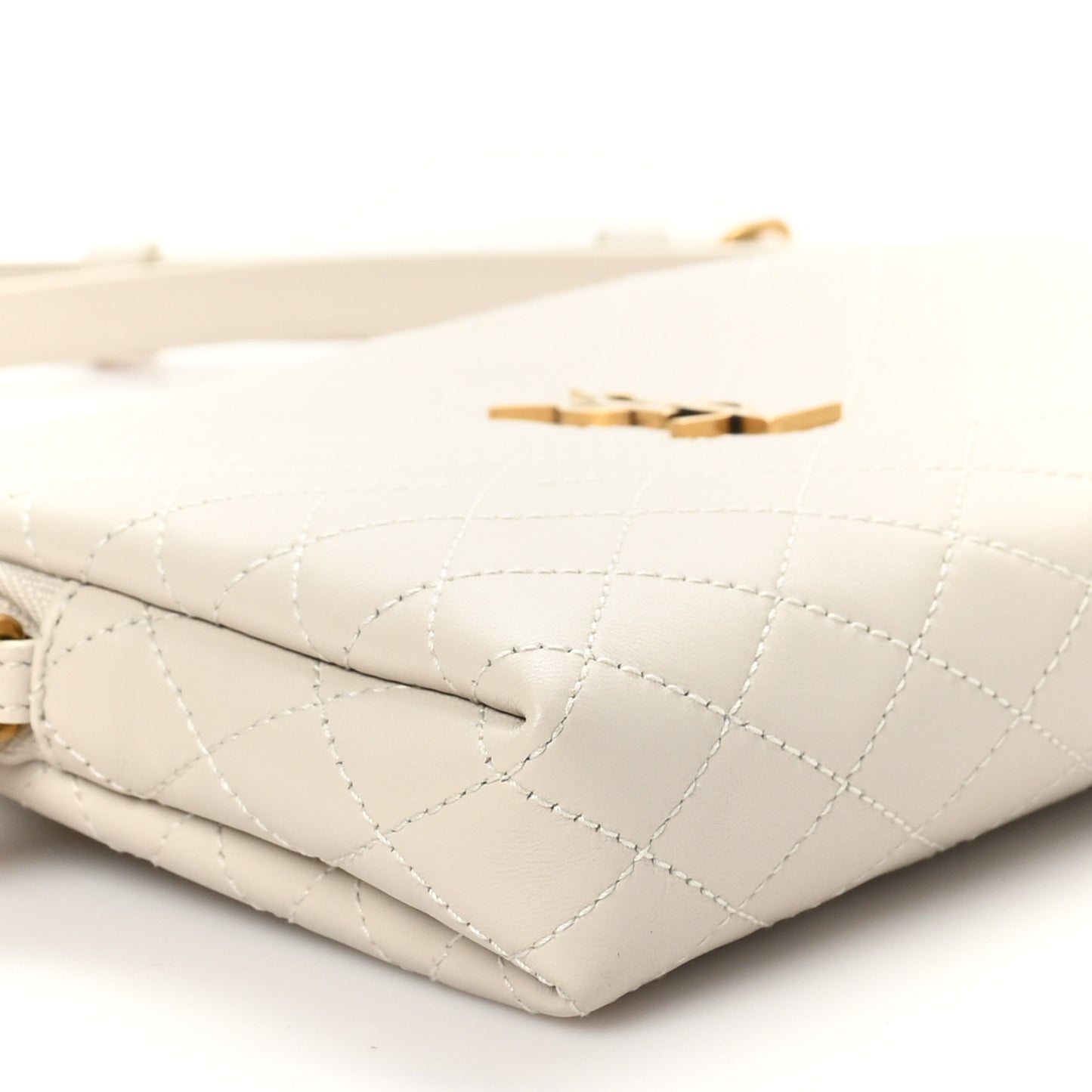Lambskin Quilted Gaby Zipped Pouch Crema Soft
