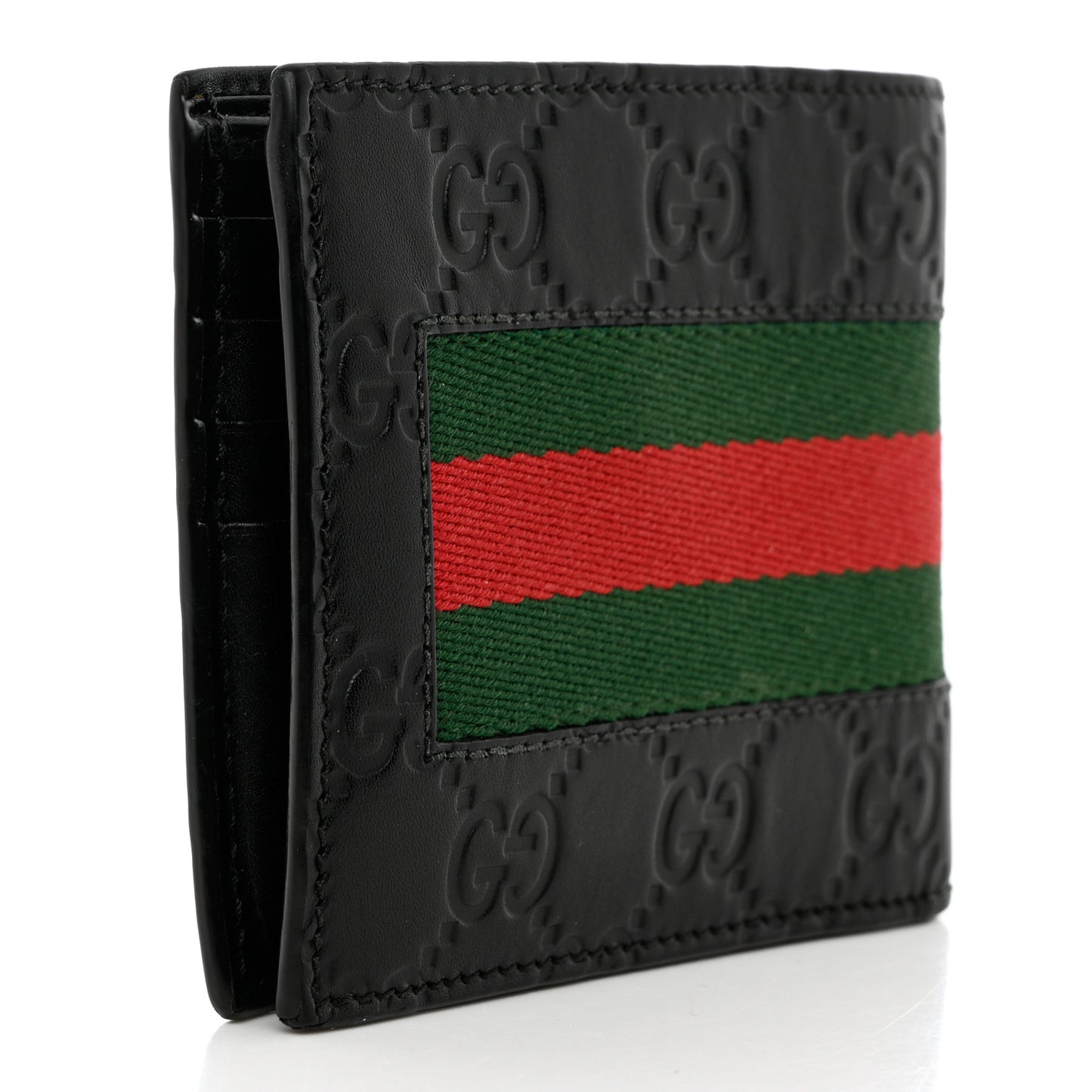 Guccissima Signature Web New Web Bi-Fold Coin Wallet Black