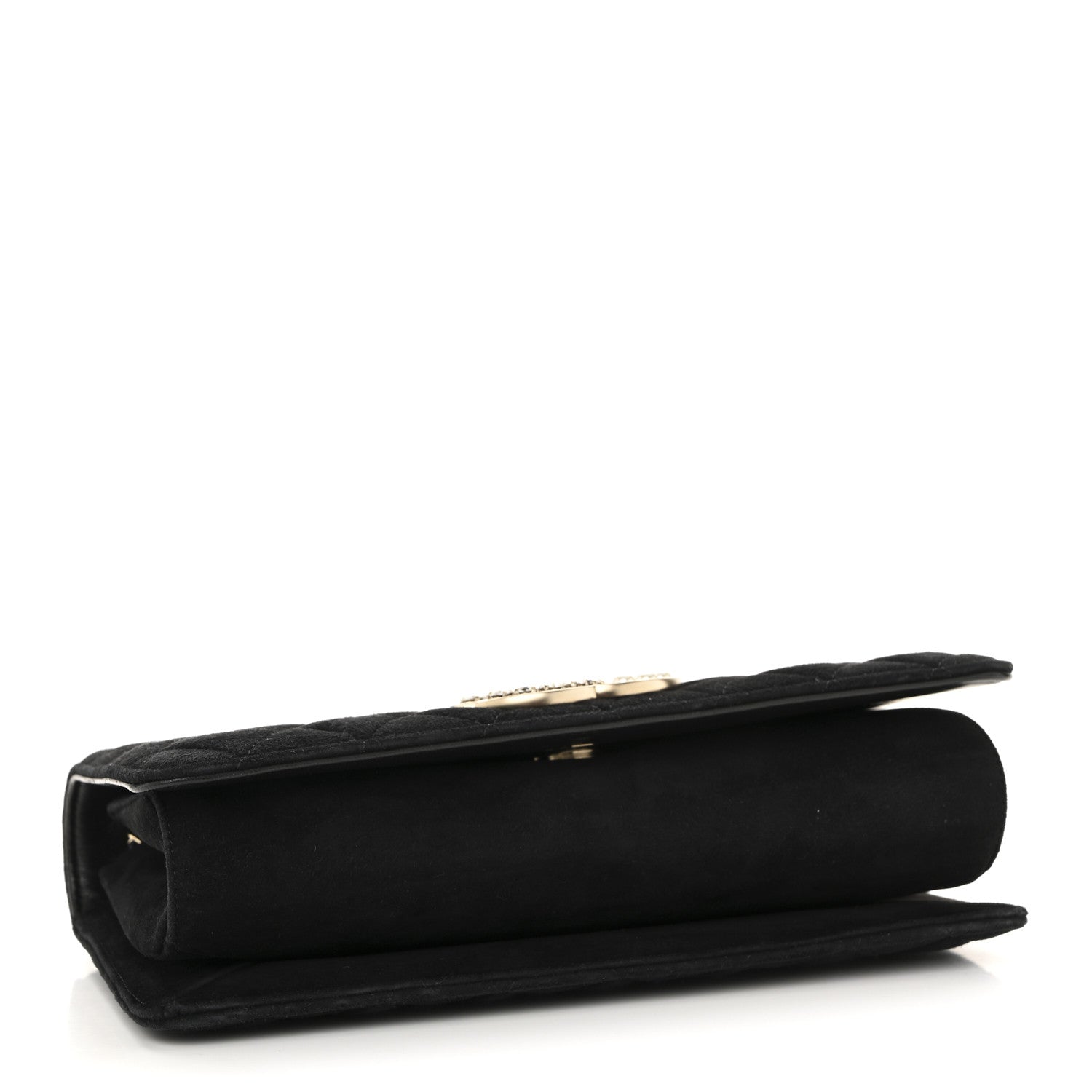 Chanel Suede Quilted Crystal Pearl CC Flap Black 4 of 12