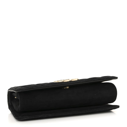 Chanel Suede Quilted Crystal Pearl CC Flap Black 4 of 12