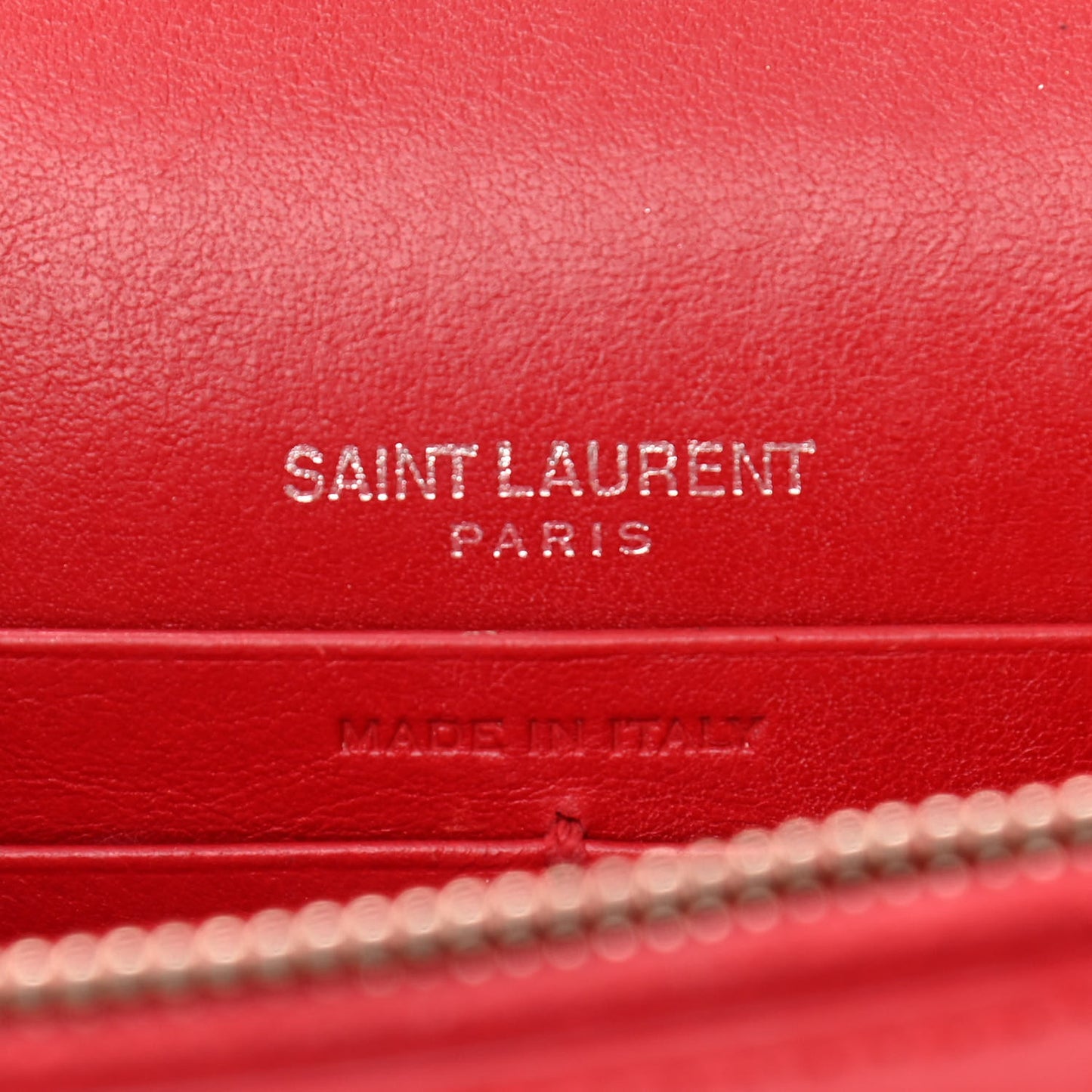 Calfskin Crocodile Embossed Monogram Sunset Chain Wallet Rouge Eros