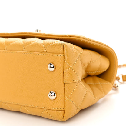 Chanel Caviar Quilted Extra Mini Coco Handle Flap Yellow 10 of 12