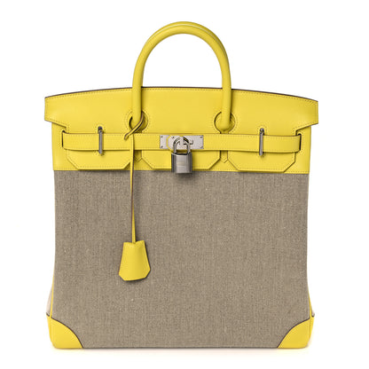 Hermes Toile De Camp Evercolor HAC Birkin 40 Ficelle Lime 1 of 11