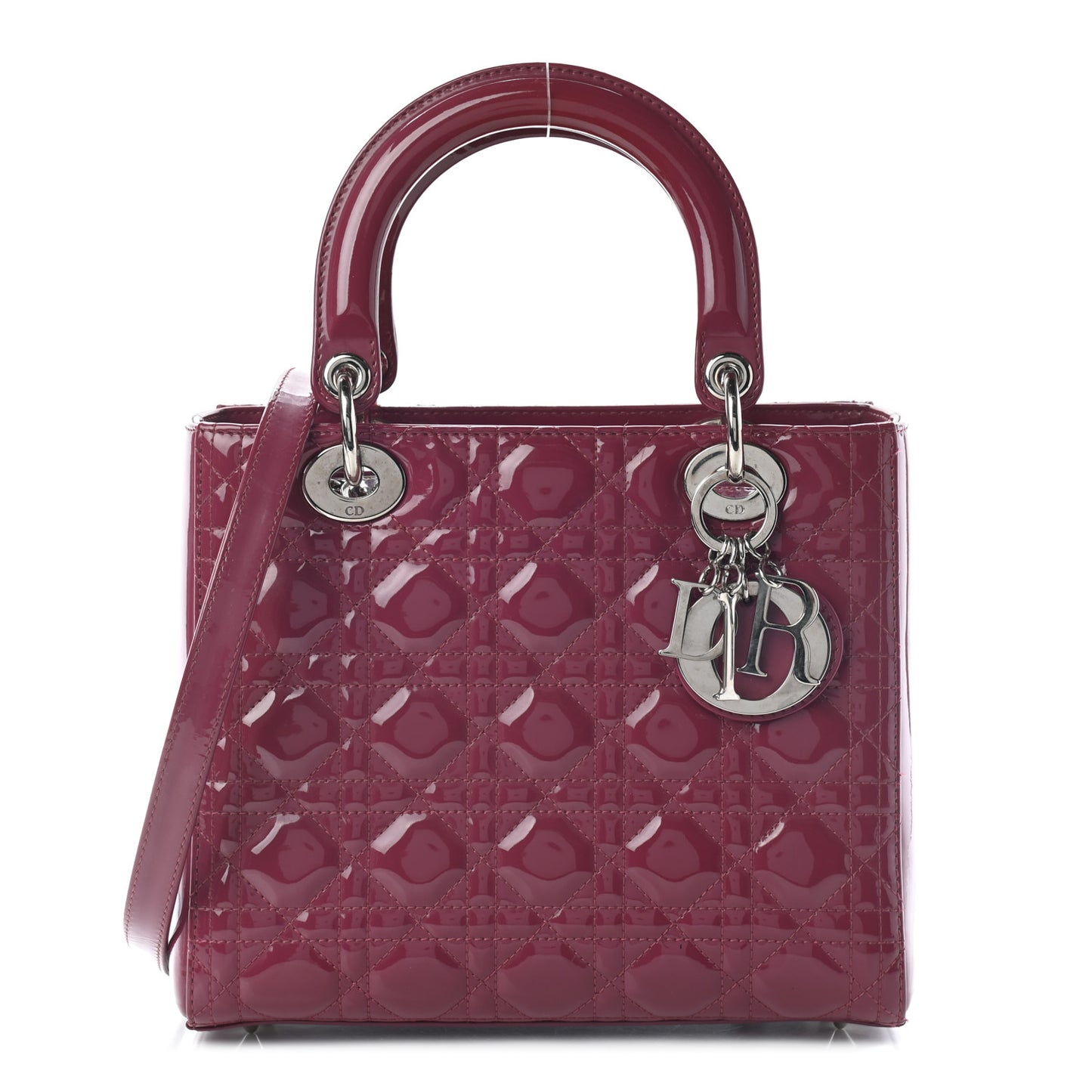 Patent Cannage Medium Lady Dior Dark Pink