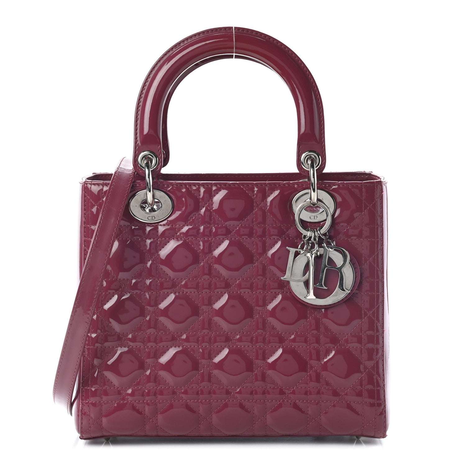 Christian Dior Patent Cannage Medium Lady Dior Dark Pink 1 of 9
