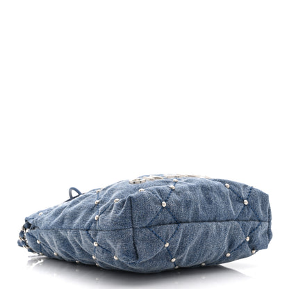 Chanel Washed Denim Quilted Studded Mini Chanel 22 Blue 3 of 10