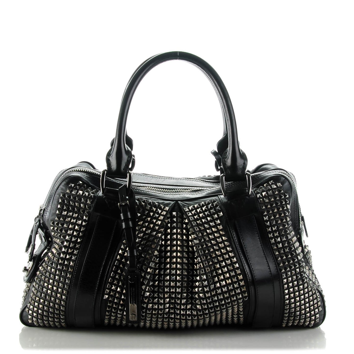 Prorsum Calfskin Studded Knight Satchel Black