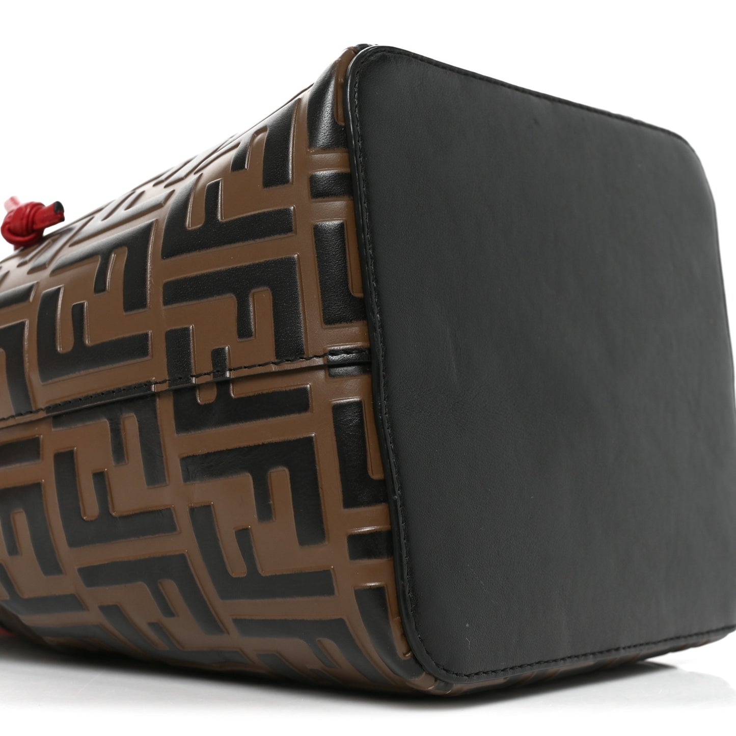 Vitello Grace F is Fendi Bi-Color FF 1974 Embossed Grande Mon Tresor Bucket Bag Maya Black Fragola