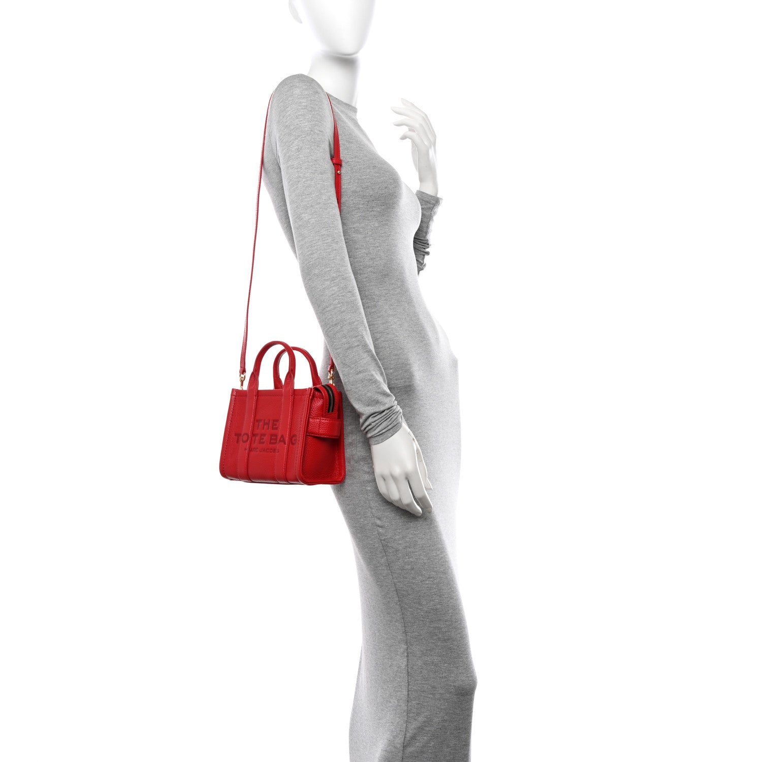 Marc Jacobs Grained Calfskin Mini The Tote Bag Red 2 of 11