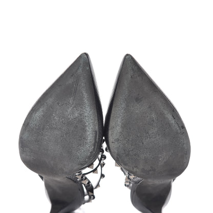 Valentino Garavani Pebbled Calfskin Onyx Rockstud Rolling Ankle Strap 100mm Pumps 41 Black 11 of 11