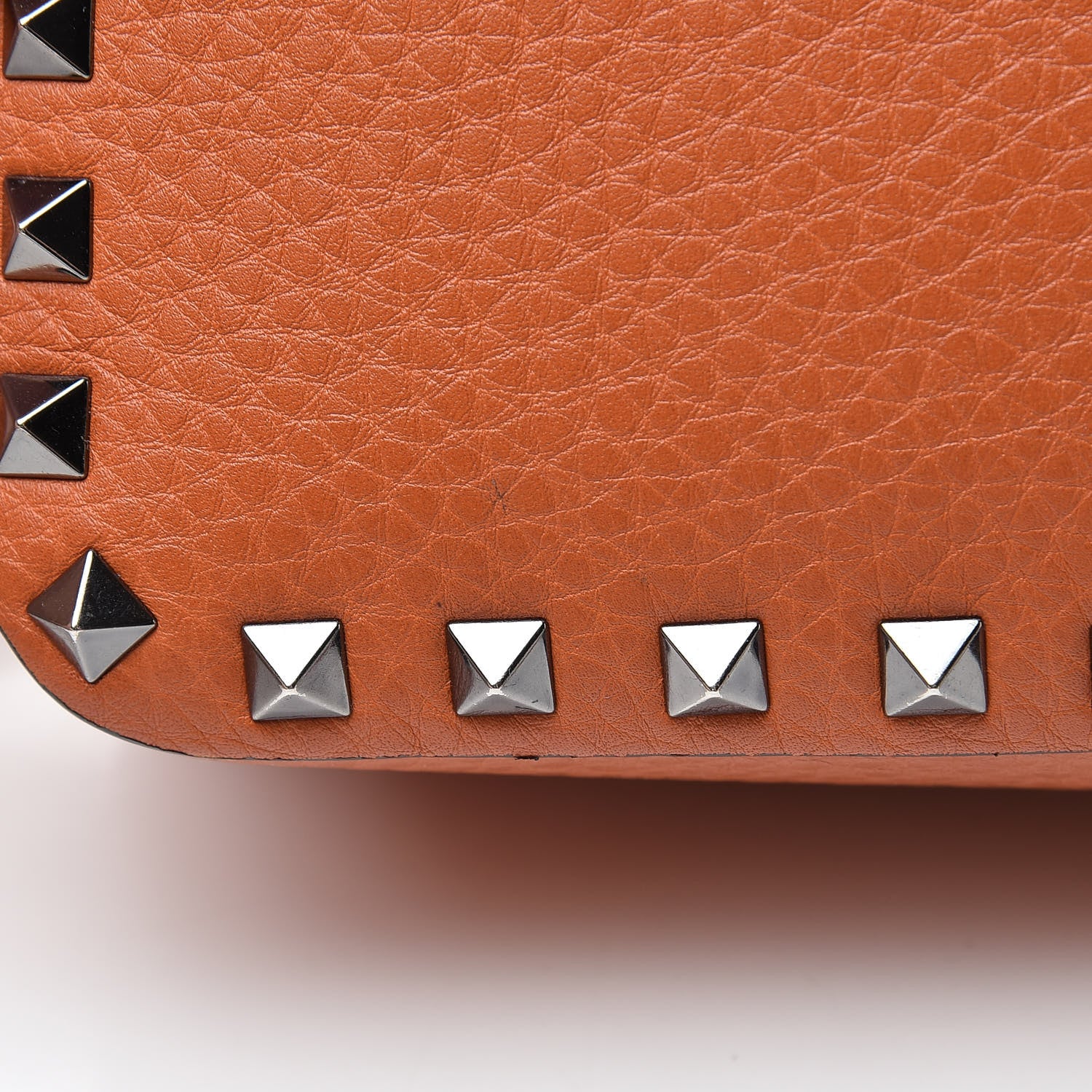 Valentino Garavani Pebbled Calfskin Rockstud Flap Pocket Camera Crossbody Bag Orange 12 of 13