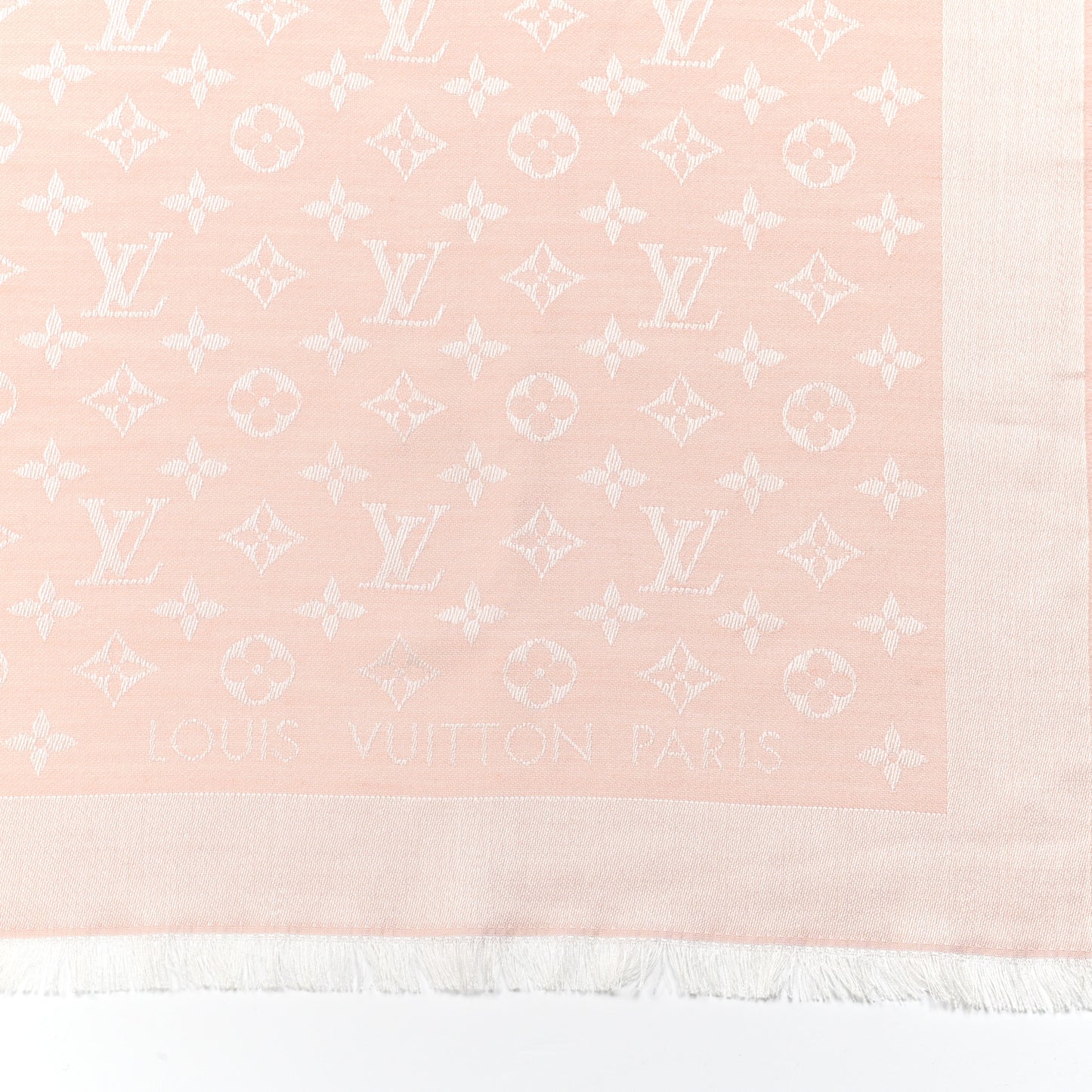 Silk Wool Monogram Denim Shawl Rose