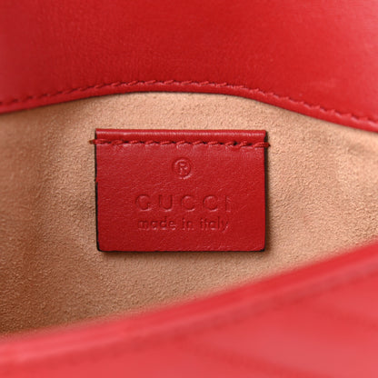 Gucci Calfskin Matelasse Super Mini GG Marmont Shoulder Bag Hibiscus Red 6 of 13