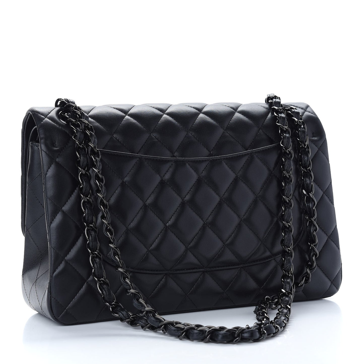 Lambskin Quilted Jumbo Double Flap So Black