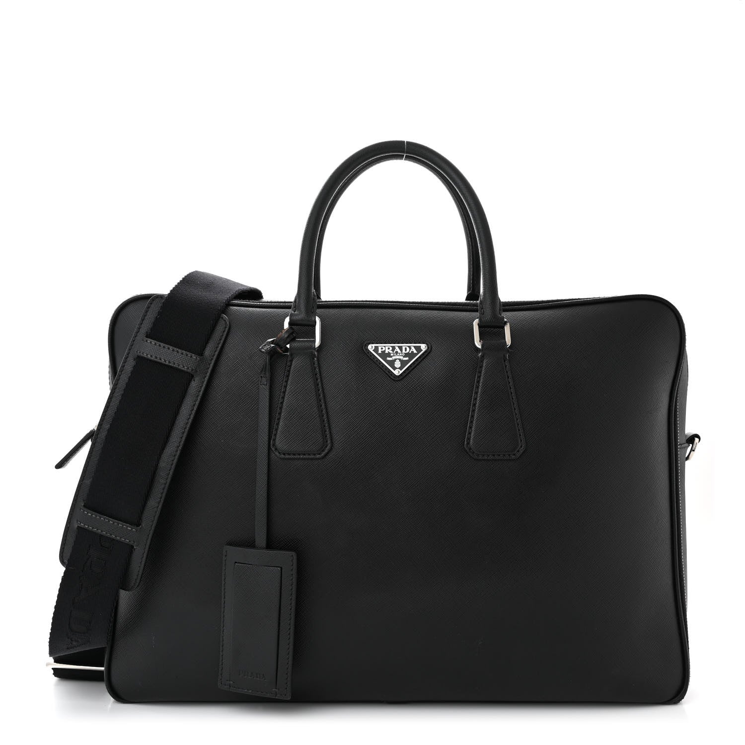 Prada Saffiano Travel Briefcase Black 1 of 22