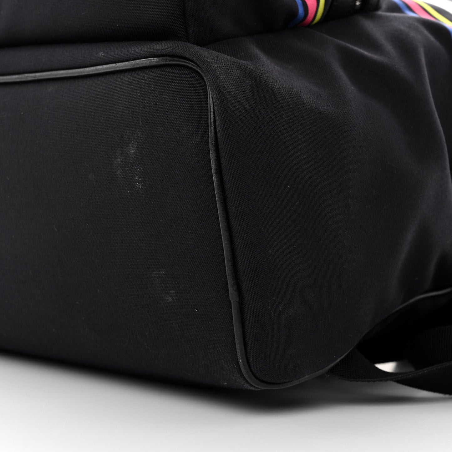 Nylon Twill Dinosaur Print City Backpack Black Multicolor
