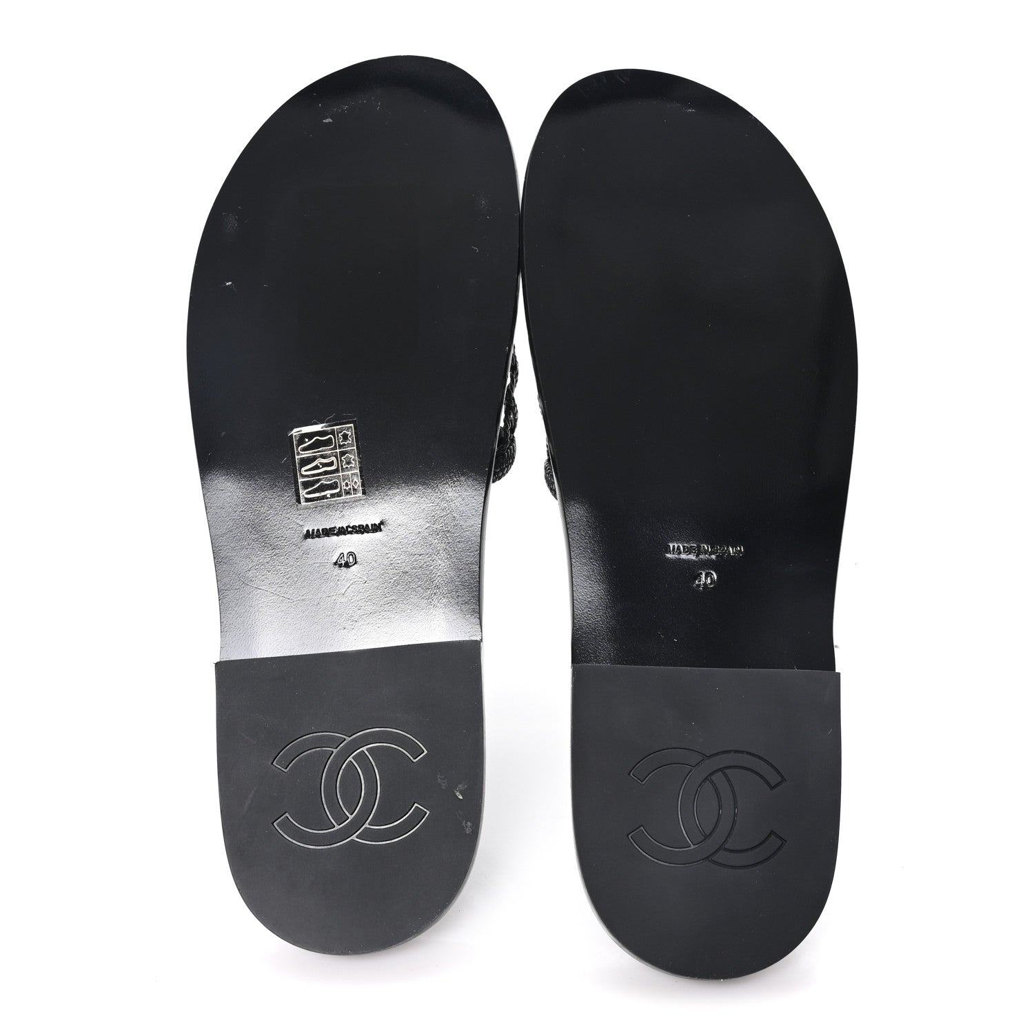 Chanel Lambskin Braided CC Mules 40 Black 6 of 9